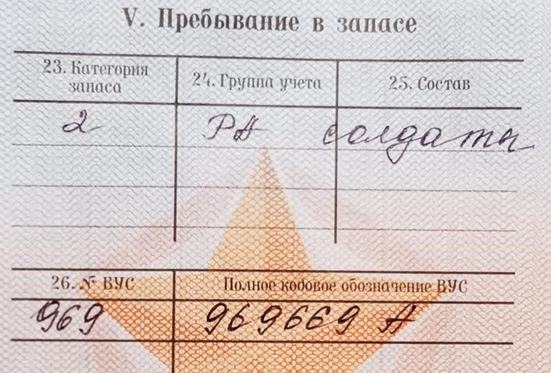 Что обозначает запись в военном билете?