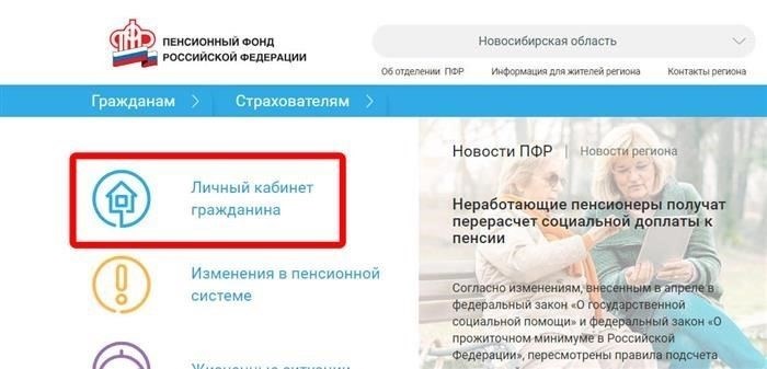 Получение информации о своей будущей пенсии через веб-сайт SFR